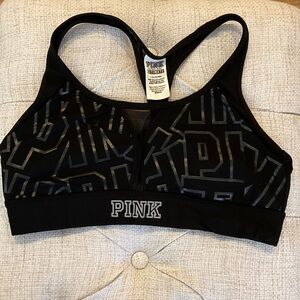 PINK Victoria's Secret Black and Gray Sports Bra